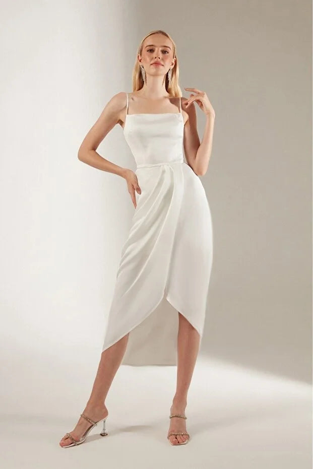 Solomia | Vestido Midi con Falda Asimétrica